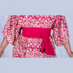 Vestido Raso Tonos Rosas con Fajín - Imagen 3